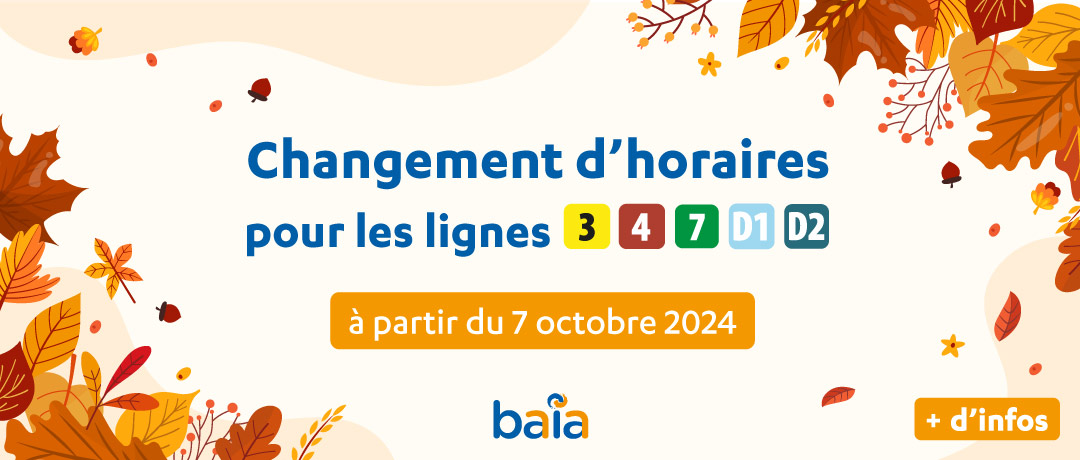 Changements d'horaires octobre 2024